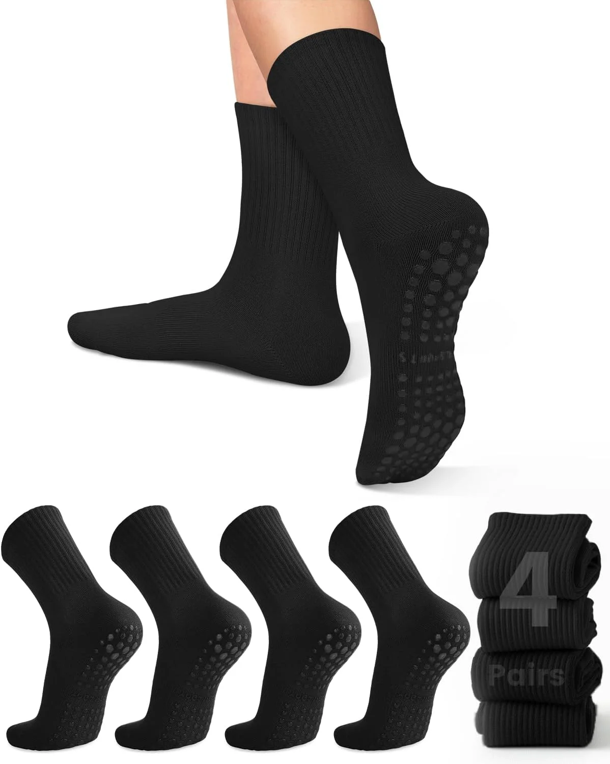 Yoga & Fitness Center - 4 pairs of women's yoga socks,