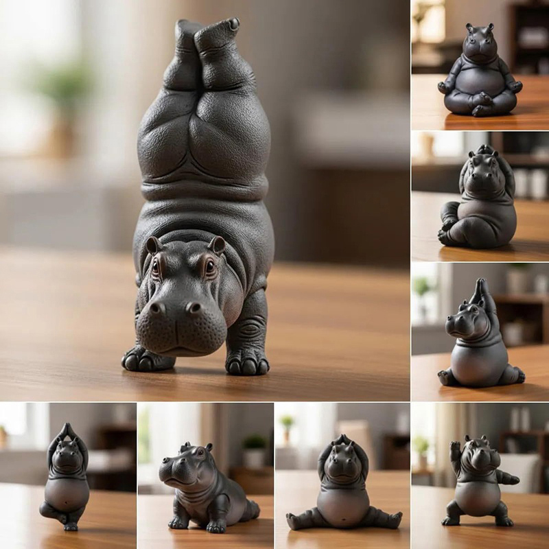 Yoga Master Hippo Statue Handc - Yoga Fitness Model 评论和价格