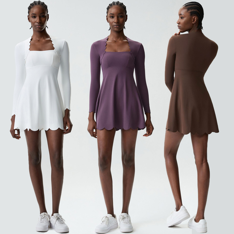 Women Yoga Tennis Skirt Solid  - Yoga Fitness Dress 评论和价格